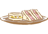 Illustrated ham and egg sandwiches